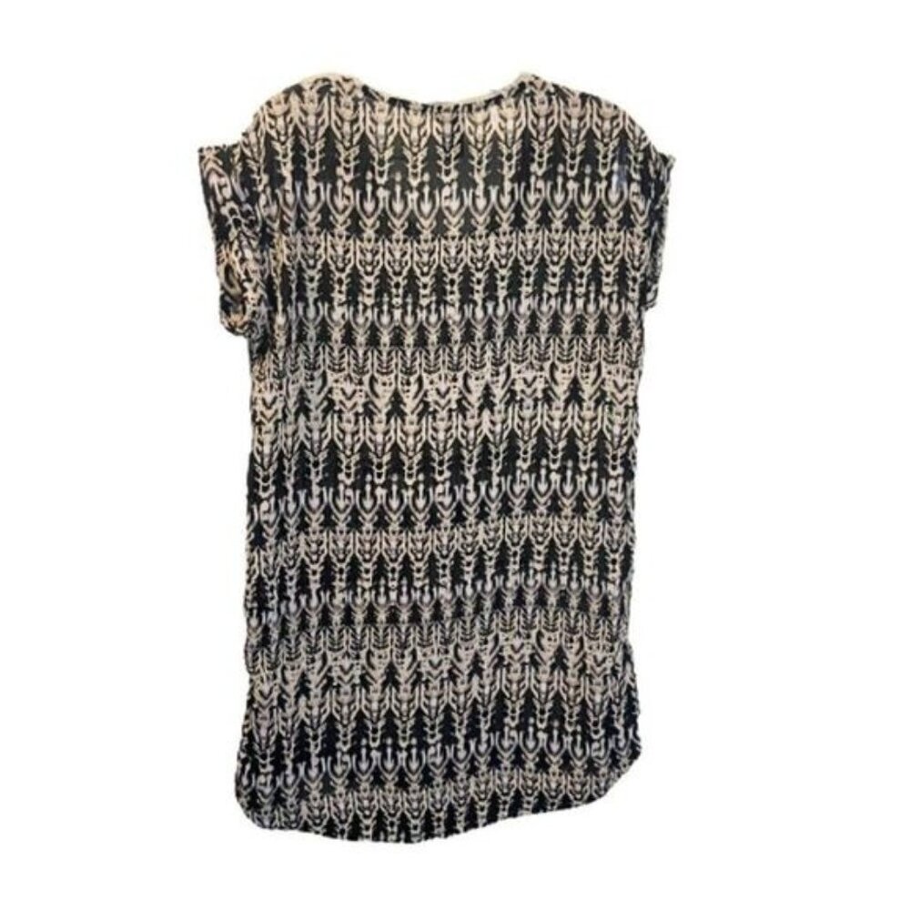 H&M Women's Scoop Neck Printed Rolled Cap Sleeve Blouse Tops - Picture 2 of 6